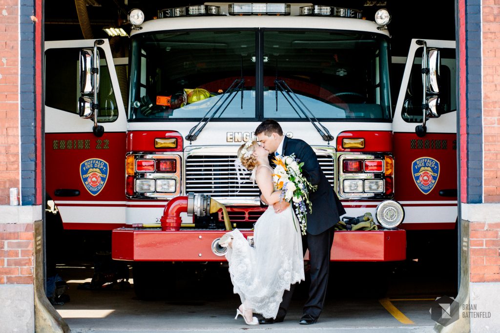 Bride and Groom Buffalo Fire Truck